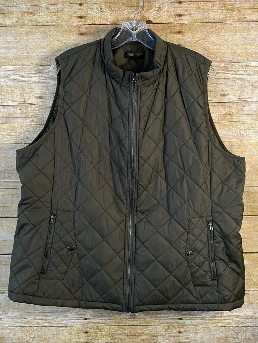 Women’s Quilted Green Olive Sleeveless Zip-Front/Pockets Vest EUC Size XXL